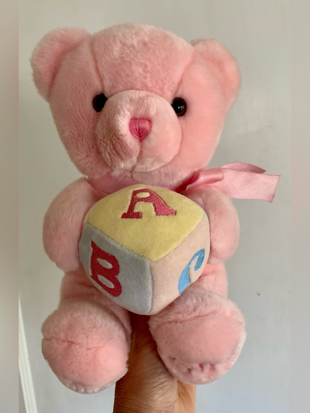 Pink Plush Teddy Bear with ABC Block - Soft Kids Toy Aurora Baby Baby Girl